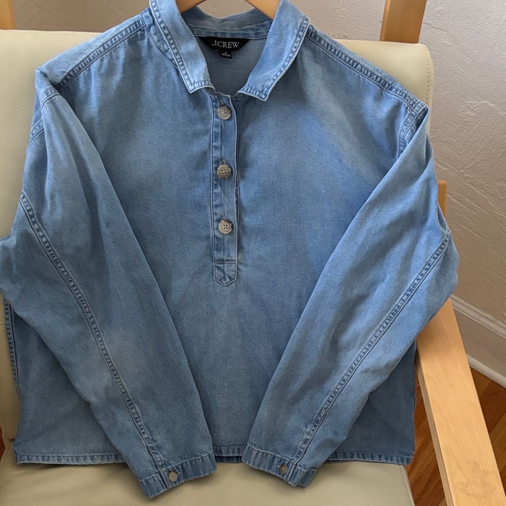 J. Crew Light Blue Denim Popover Pullover